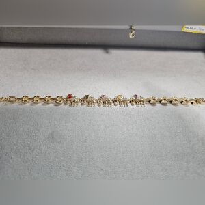 Elegant Gold Elephant Bracelet with Multicolor Gemstones